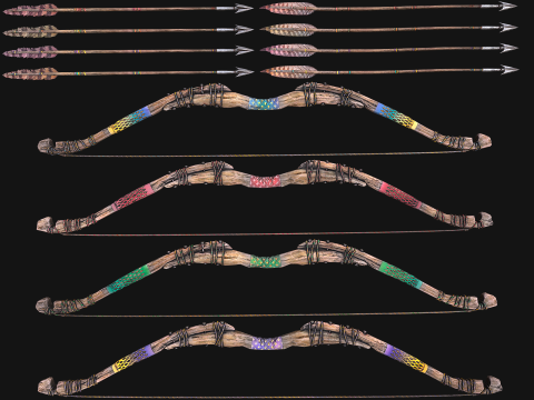 Medieval Collection Weapons Archer Bow Arrows Target Quiver 3D 모델
