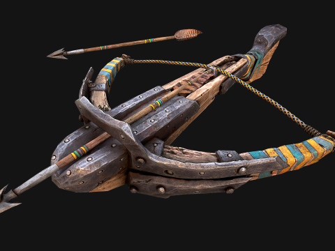 Medieval Crossbow and Arrow Bolt Weapon Modèle 3D