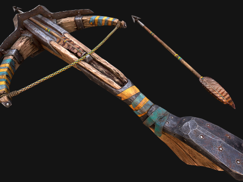 Medieval Crossbow and Arrow Bolt Weapon Modelo 3D