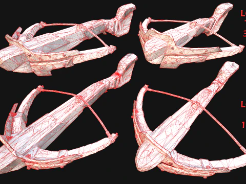 Medieval Crossbow and Arrow Bolt Weapon 3D Model