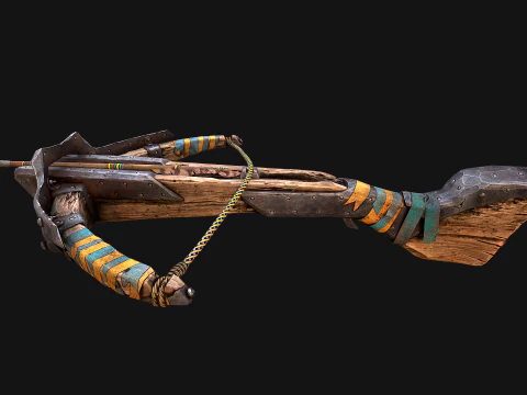 Medieval Crossbow and Arrow Bolt Weapon 3D Model