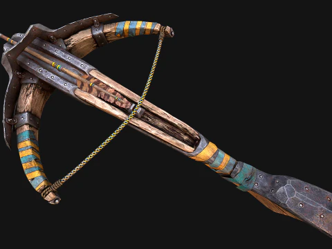 Medieval Crossbow and Arrow Bolt Weapon 3D Model