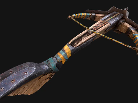 Medieval Crossbow and Arrow Bolt Weapon 3D Model