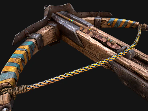 Medieval Crossbow and Arrow Bolt Weapon 3D Model