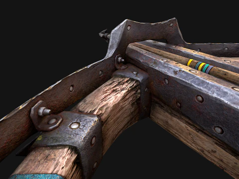 Medieval Crossbow and Arrow Bolt Weapon 3D Model