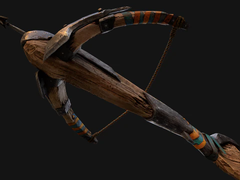 Medieval Crossbow and Arrow Bolt Weapon 3D Model