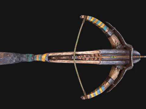 Medieval Crossbow and Arrow Bolt Weapon 3D Model