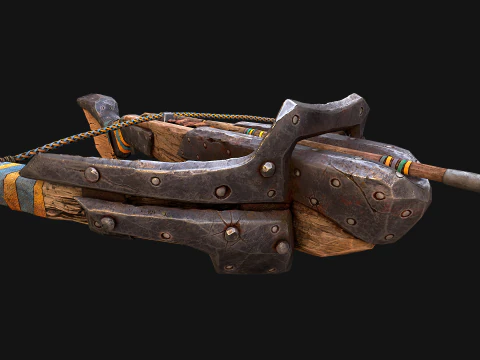 Medieval Crossbow and Arrow Bolt Weapon 3D Model
