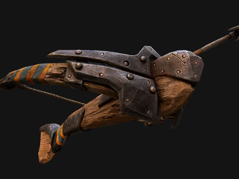 Medieval Crossbow and Arrow Bolt Weapon 3D Model