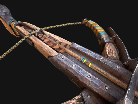 Medieval Crossbow and Arrow Bolt Weapon 3D Model