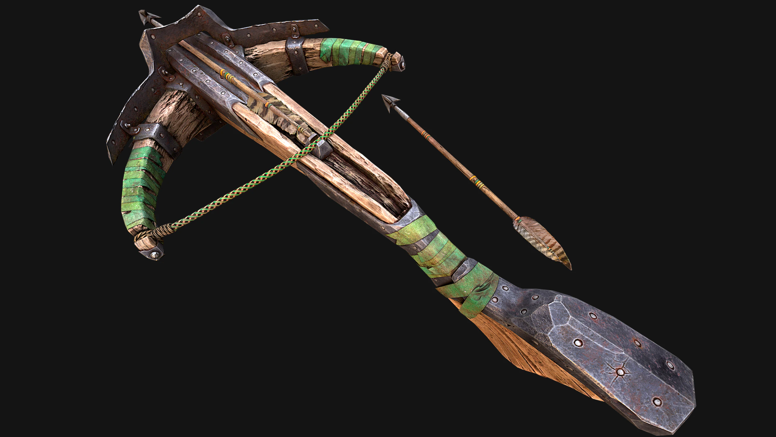 Wooden Crossbow Medieval Bandit Knight Weapon 3D Model .c4d .max .obj .3ds .fbx .stl .blend 