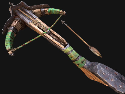 Wooden Crossbow Medieval Bandit Knight Weapon Modelo 3D