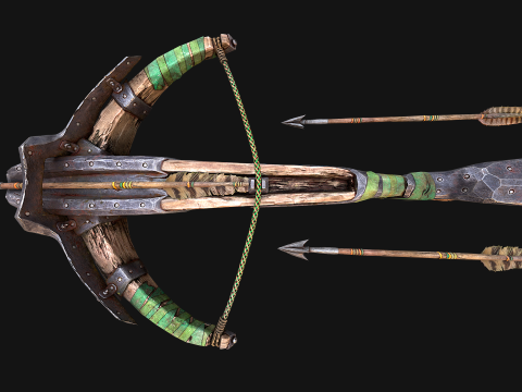 Wooden Crossbow Medieval Bandit Knight Weapon 3D Model