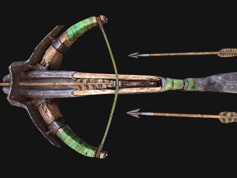 Wooden Crossbow Medieval Bandit Knight Weapon 3D Model