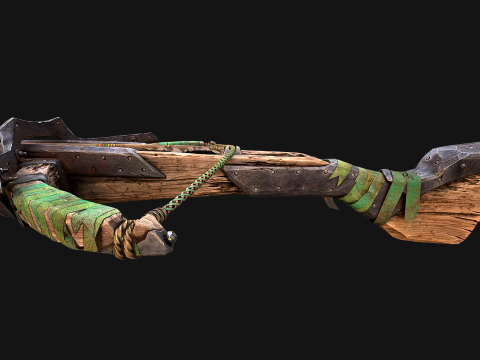 Wooden Crossbow Medieval Bandit Knight Weapon 3D Model