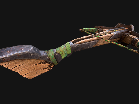 Wooden Crossbow Medieval Bandit Knight Weapon 3D Model
