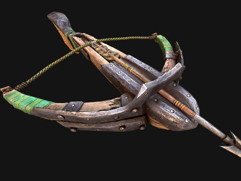 Wooden Crossbow Medieval Bandit Knight Weapon 3D Model