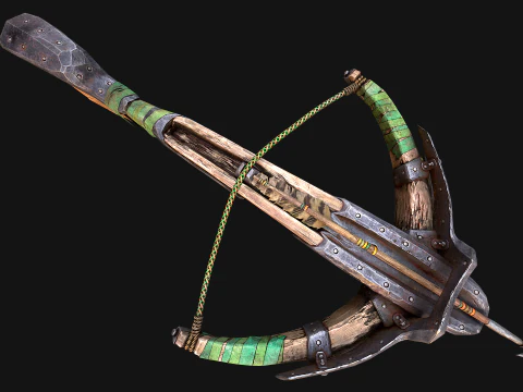 Wooden Crossbow Medieval Bandit Knight Weapon 3D Model