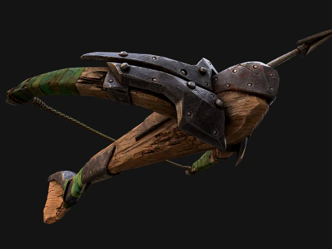 Wooden Crossbow Medieval Bandit Knight Weapon 3D Model