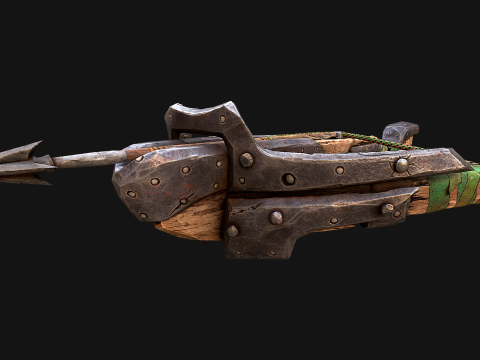 Wooden Crossbow Medieval Bandit Knight Weapon 3D Model