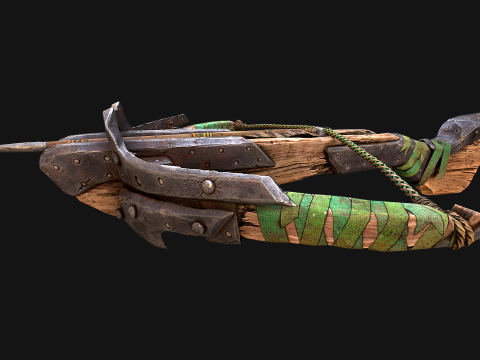 Wooden Crossbow Medieval Bandit Knight Weapon 3D Model