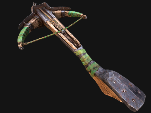 Wooden Crossbow Medieval Bandit Knight Weapon 3D Model