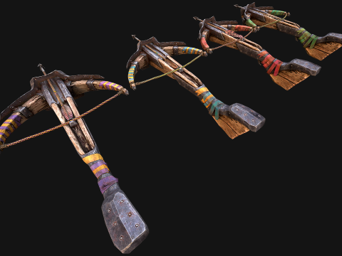 Medieval Crossbow Crossbowman Weapon Pack 3D Модель