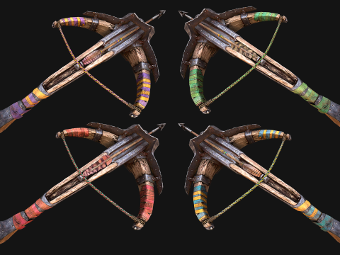Medieval Crossbow Crossbowman Weapon Pack 3D Модель