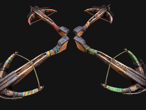 Medieval Crossbow Crossbowman Weapon Pack 3D Модель