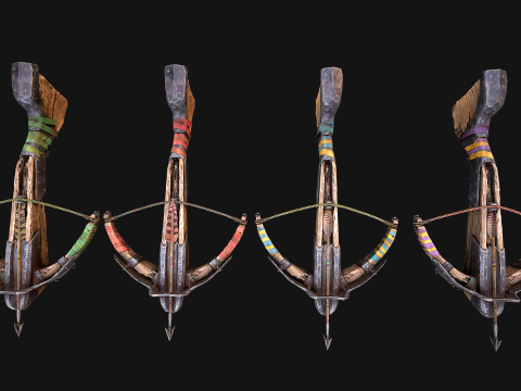 Bow Crossbow Quiver Arrows Archer Medieval Set Modelo 3D