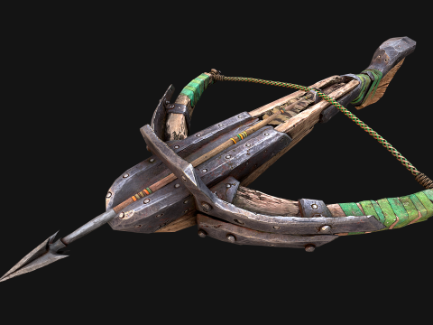 Bow Crossbow Quiver Arrows Archer Medieval Set Modelo 3D