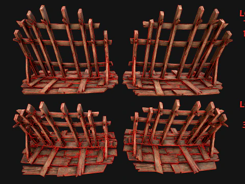 Medieval Wooden Crossbow Weapon Rack Armory 3D Model