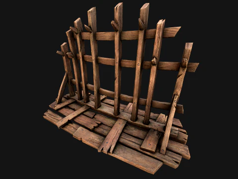 Medieval Wooden Crossbow Weapon Rack Armory 3D Model