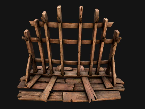 Medieval Wooden Crossbow Weapon Rack Armory 3D Model