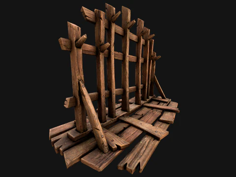 Medieval Wooden Crossbow Weapon Rack Armory 3D Model