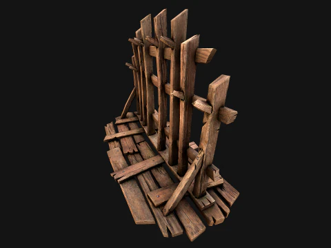 Medieval Wooden Crossbow Weapon Rack Armory 3D Model