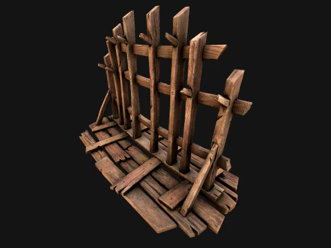 Medieval Wooden Crossbow Weapon Rack Armory 3D Model
