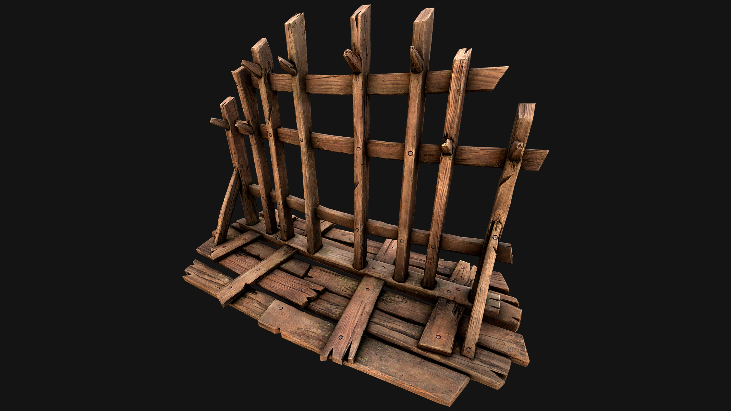 Medieval Wooden Crossbow Weapon Rack Armory 3D Model .c4d .max .obj .3ds .fbx .stl .blend