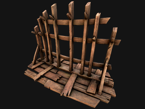Medieval Wooden Crossbow Weapon Rack Armory Modelo 3D