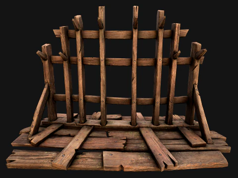 Medieval Wooden Crossbow Weapon Rack Armory 3D Model