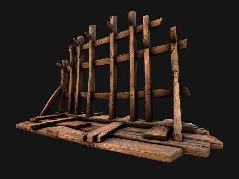 Medieval Wooden Crossbow Weapon Rack Armory 3D Model
