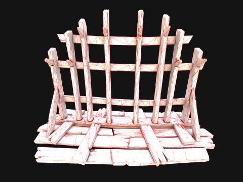 Medieval Wooden Crossbow Weapon Rack Armory 3D Model