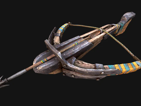 Medieval Crossbow Weapon Rack Stand Armory Pack 3D Model