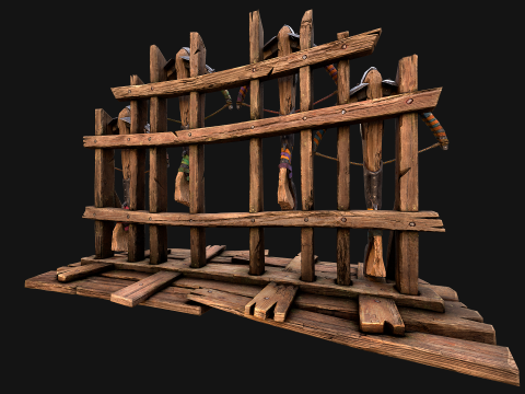 Medieval Crossbow Weapon Rack Stand Armory Pack Model 3D