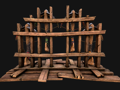 Medieval Crossbow Weapon Rack Stand Armory Pack Model 3D
