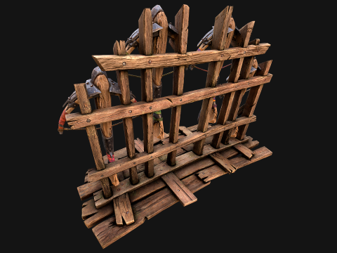 Medieval Crossbow Weapon Rack Stand Armory Pack Model 3D