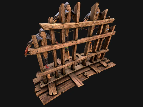 Medieval Crossbow Weapon Rack Stand Armory Pack 3D Model