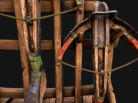 Medieval Crossbow Weapon Rack Stand Armory Pack 3D Model
