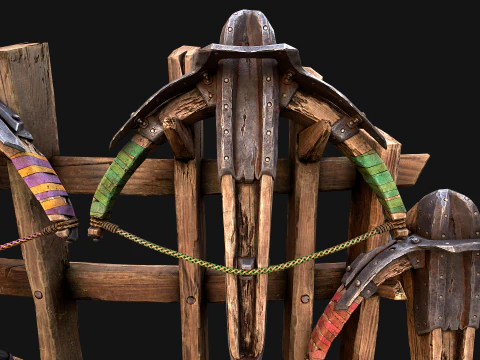 Medieval Crossbow Weapon Rack Stand Armory Pack 3D Model