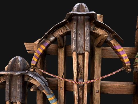 Medieval Crossbow Weapon Rack Stand Armory Pack Model 3D